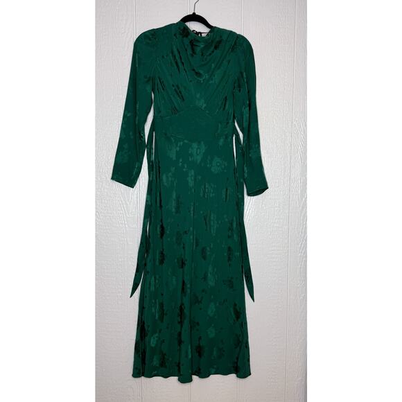 RIXO LONDON "Ginger" Green Floral Jacquard Crepe Maxi Dress NWT US XS - Picture 4 of 11